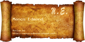 Mencs Edmond névjegykártya